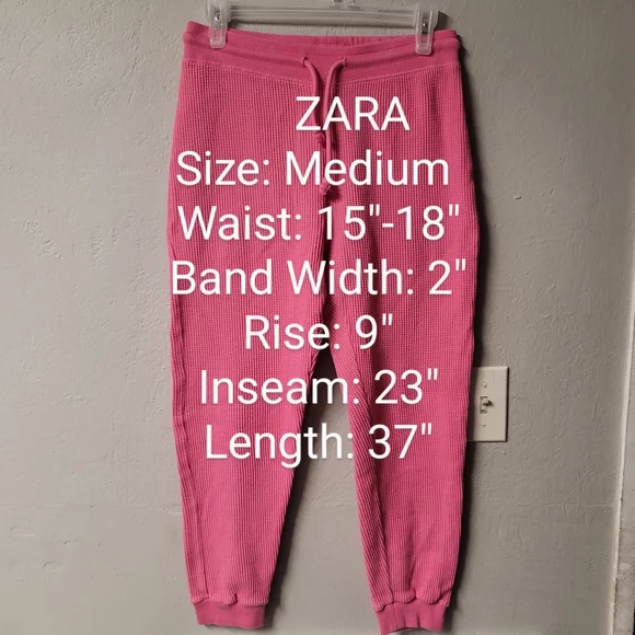 NWOT ZARA Hot Pink Textured Drawstring Jogger Pants SZ M - Picture 9 of 9